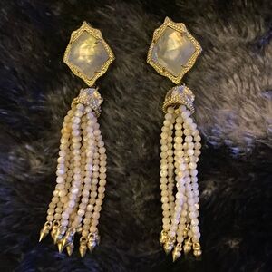 Kendra Scott mother’s pears Elegant Gold and Cream Tassel Earrings
